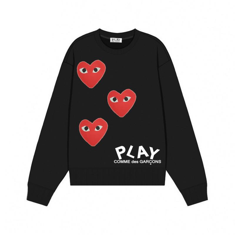Relaxed Fit Cotton Sweatshirt With Heart Print Long Sleeve Crew Neck Fleece Lined Unisex Winter Casual Top