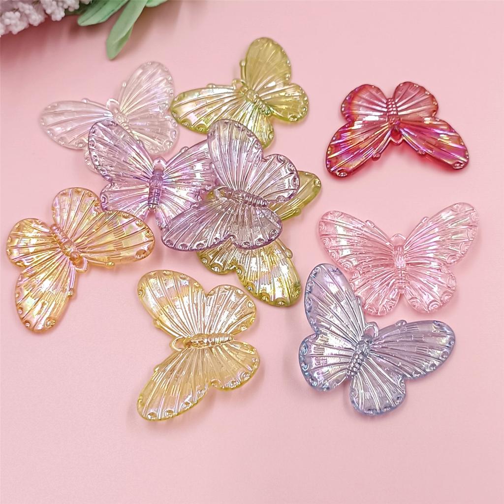 30Pcs 40*30mm Laser Color Single Hole Butterfly Pendant Creative AB Color Beads DIY Accessories for Jewelry Making