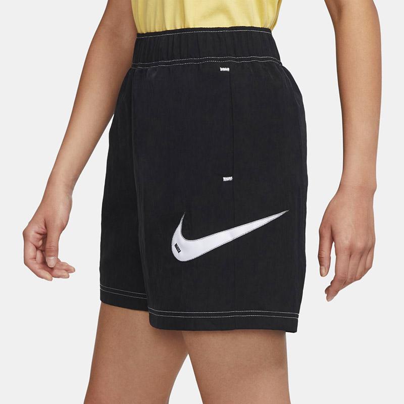 Nike Sport Casual Woven High-Waist Breathable Shorts With Large Logo Women Bottoms Black DM6753-010