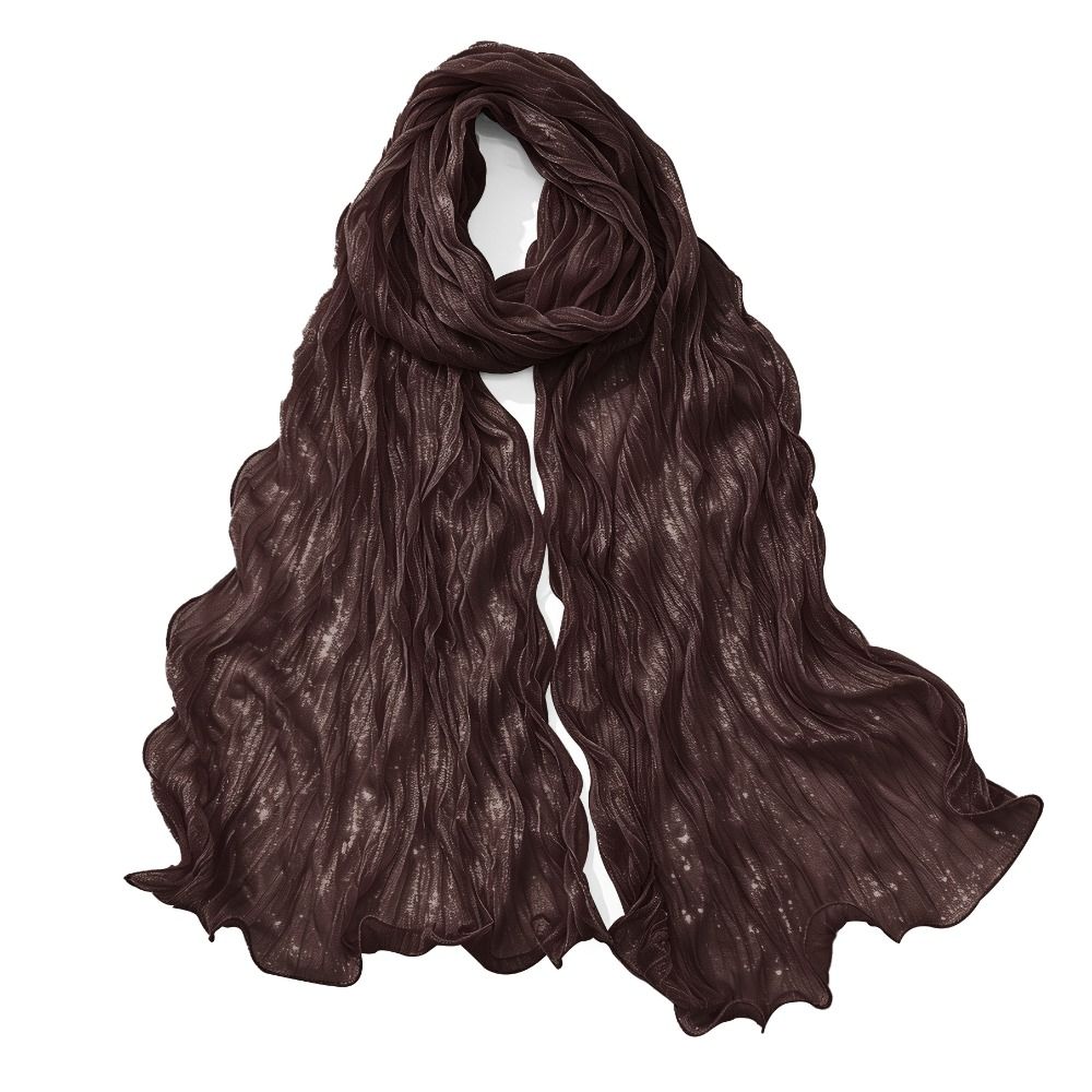 Ruffled Edge Sunscreen Shawl Solid Color Ramadan Long Scarf Fashion Chiffon Hijab Veil  Outdoor