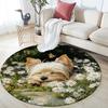 Yorkshire Terrier On the Grass Pattern Round rug,Carpet Rug for Living Room Bedroom Playroom Decor,Non-slip Floor Mat,Holiday Gifts and Birthday Gifts