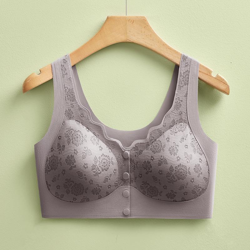 Plus Size Front Closure Wireless Seamless Vest Style Bra For Middle Aged Women