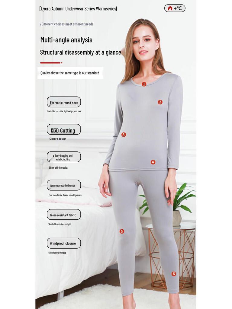 Women's Thin Round Neck Thermal Underwear Set