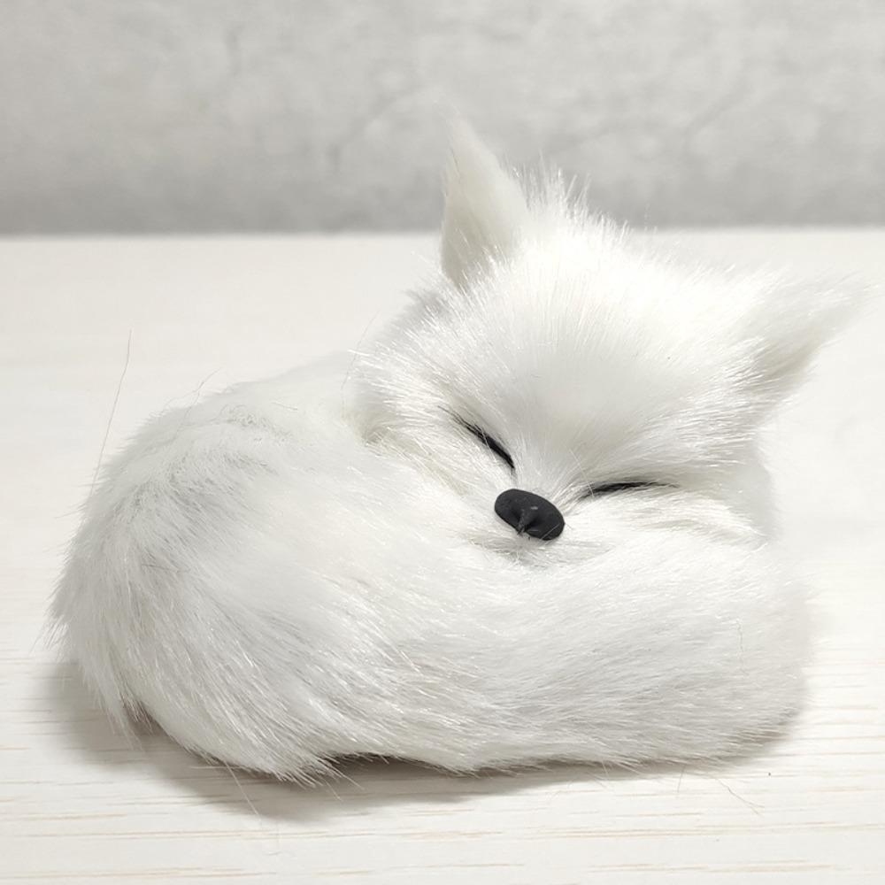 1PC Mini Simulation Fox Plush Ornament Squatting Fox Model Figurine Doll for Home Decoration Craft Christmas Party Children Gift