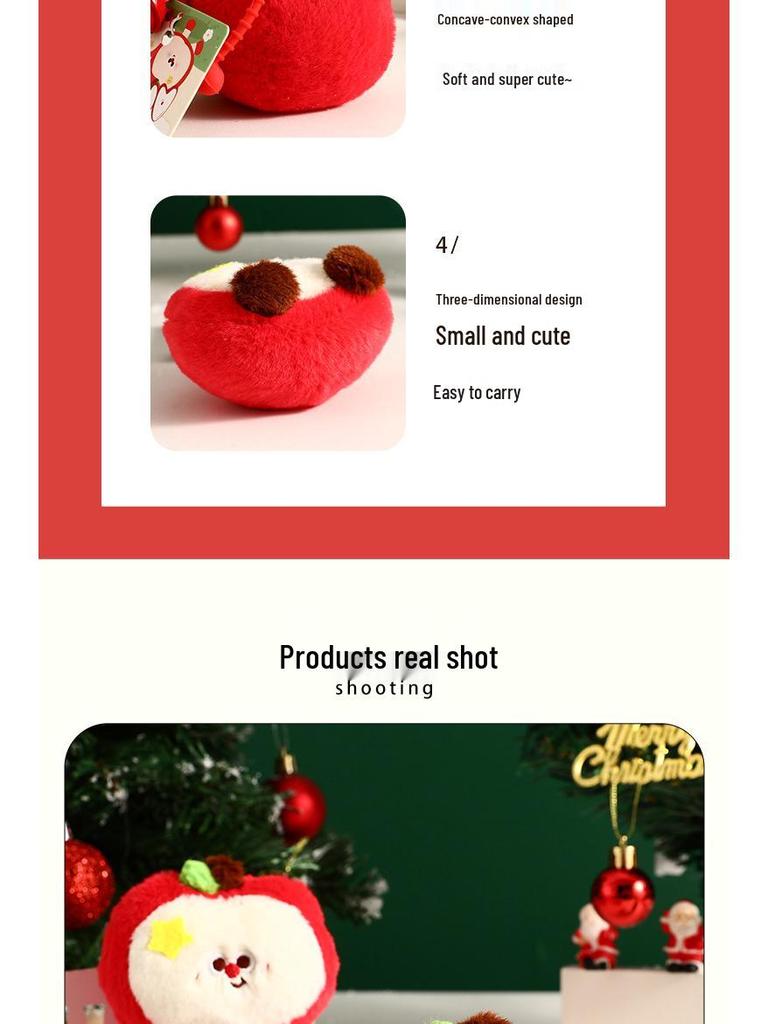 Charming Plush Christmas Apple Keychain Pendant - Cute Children's Gift for a Festive Atmosphere