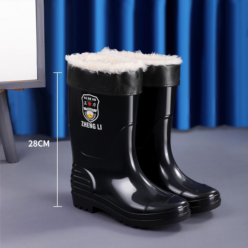 Thick-soled wear-resistant solid color men's lightweight high-top men's warm high-top waterproof mid-high non-slip rain boots thick model