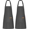 2‑Pack Stain‑Resistant Striped Sleeveless Aprons, Polyester Work Apron Set with Front Pockets for Home Kitchen & Catering