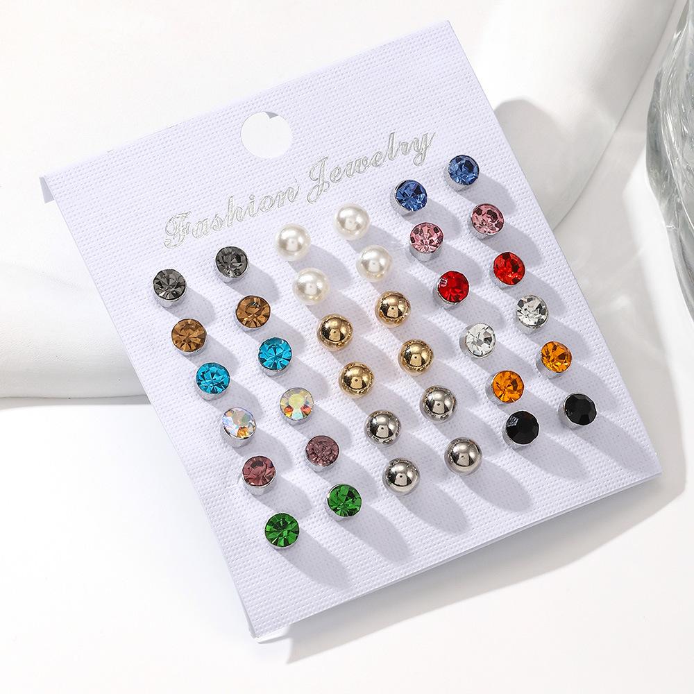 For simple summer women's colorful pearl stud earrings set party matching girl earrings earrings