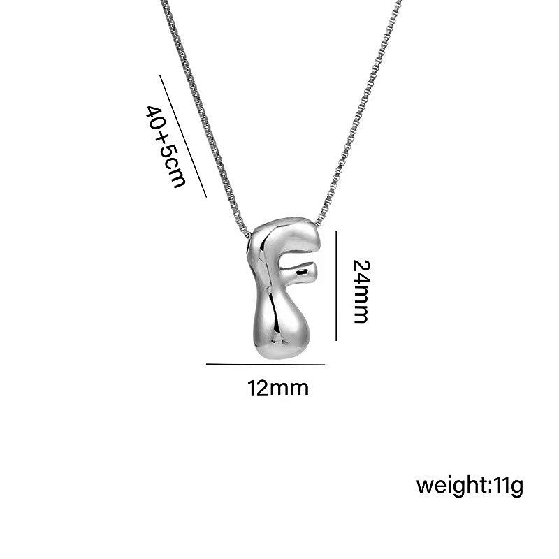 Charming Chubby Brass Polished 26-Letter Silver Pendant Necklace for Women