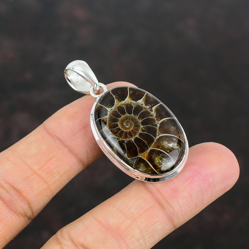 Ammonite Fossil Pendant Handmade Jewelry Gemstone Pendant 925 Sterling Silver Pendant Ammonite Fossil Jewelry Unique Pendant Gift For Mother