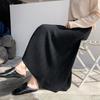 French Elegant A-Line Women's Autumn Winter Korean-Style Solid Color High Waist Knitted Midi Skirt Flared Umbrella Skirt