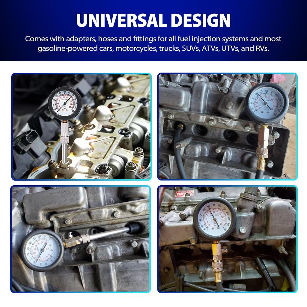 Compression Tester, 8Pcs Engine Compression Tester Kit Professional Petrol Gas Engine Cylinder Pressure Gauge 0-300 PSI Automotive Tool For