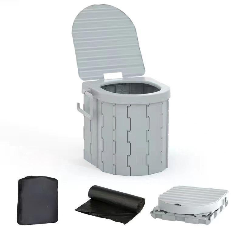 Portable Odor-Proof Folding Commode: Emergency Camping & Travel Car Toilet Solidifier