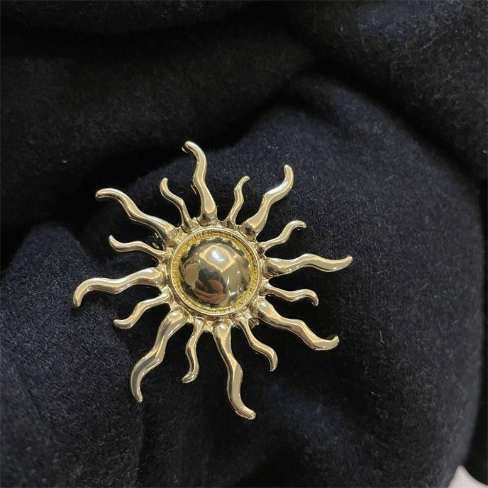 Spilla Forma di Sole Stile Retrò Spille Sole Smalto Metallo Spille Girasole Minimaliste Spilla Gioielli da Donna