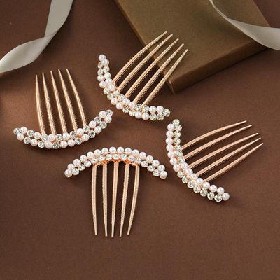 Pettine a cinque denti con strass e perle in stile coreano: Copricapo da sposa di alta gamma e forcina per chignon da donna
