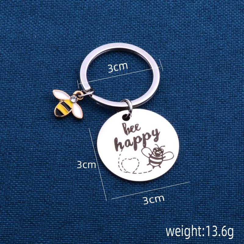 Bee Happy Teacher's Day Stainless Steel Keychain Gift Pendant