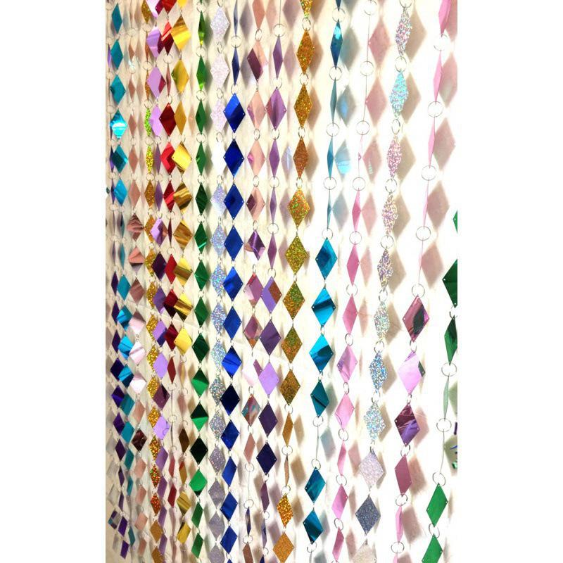 High-Gloss Gold & Silver Sequin String Decorative Curtain - Reflective Hanging for Weddings, Doors, Partitions, and Stages.