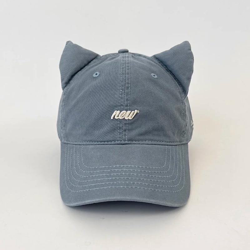 Embroidered Three Dimensional Cat Ear Baseball Cap for Women  Summer Korean Style Casual and Versatile Sunshade Personalized Baseball Cap for Men
