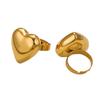  Stainless Steel Chunky Heart Golden Rings Women Charm Golden Rust Proof Daily Jewelry Bijoux Waterproof Gift