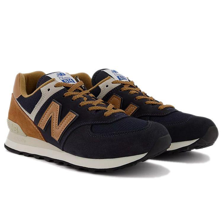 New Balance NB 574 V2 Retro Leather Low-Top Casual Running Shoes Unisex Sneaker Blue Brown ML574OT2