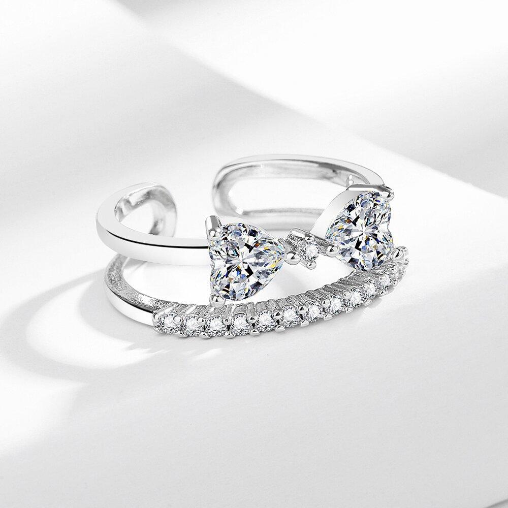 Silve Gorgeous Shiny Stone Heart Zircom Ring For Women Engagement Wedding High Quality Fine Jewelry
