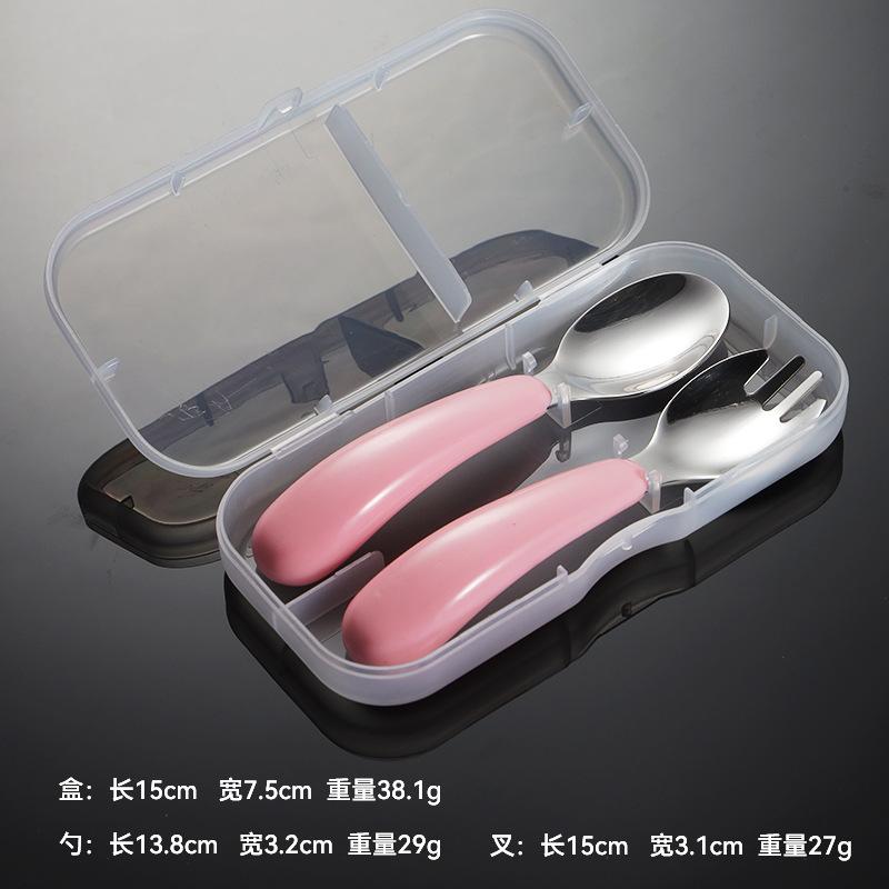 304 Stainless Steel Children's Portable Tableware Multi-color Mother and Baby Gifts Fork and Spoon Box Gift Box Set Baby Feeding