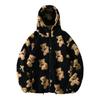Women Winter Coat Plush Thermal Outwear Stylish Casual Bear Print Lady for Travel
