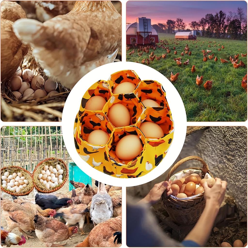 Premium Egg Storage Basket with 7 Pockets and Canvas Egg Bag – Perfect for Keeping Eggs Fresh in Chicken Coops, Gardens and Farmhouses