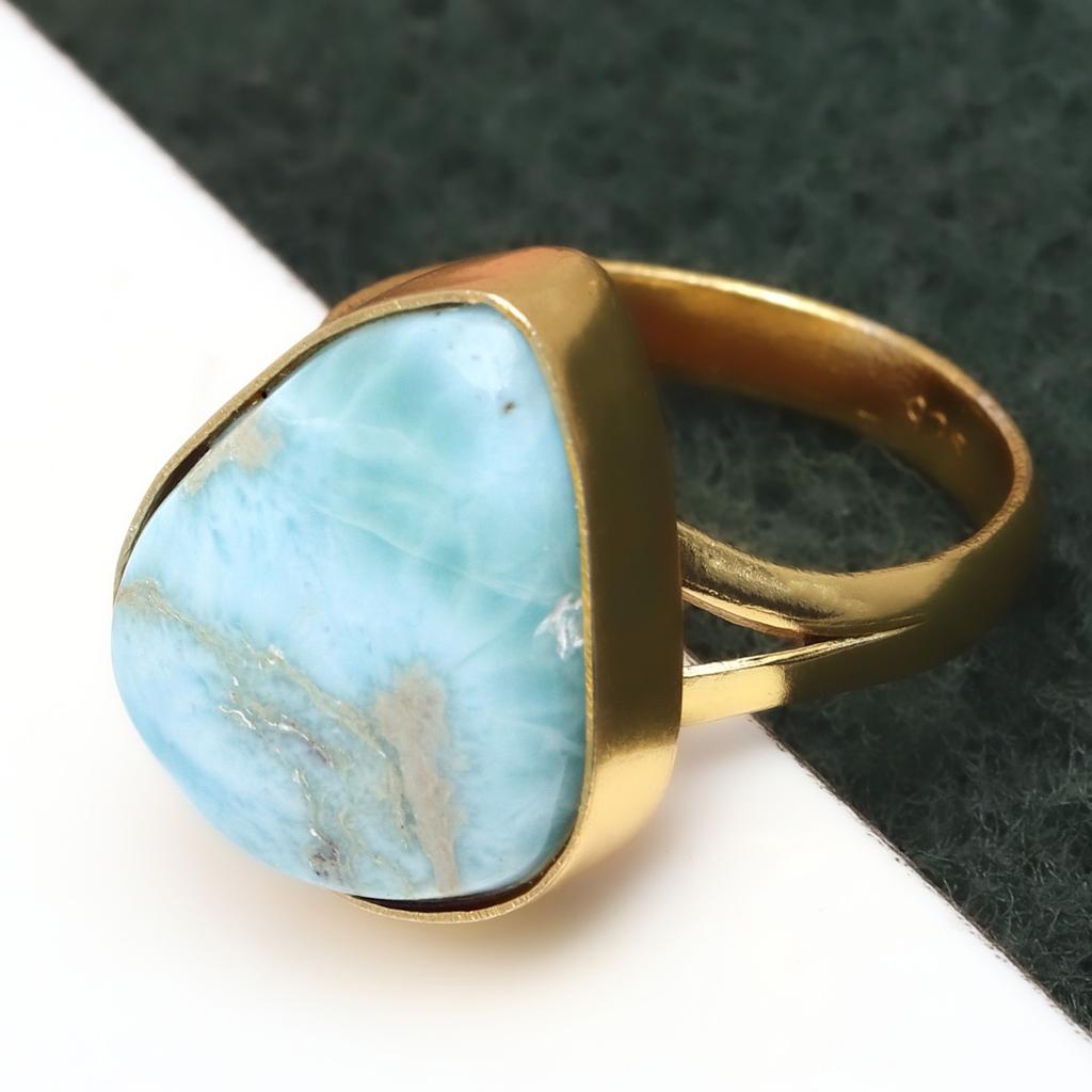 Larimar Gemstone Handmade Silver Jewelry  "10"
