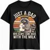 Men's T-Shirt Raccoon Milk Graphic Tees Cotton Short-Sleeve Casual Tops Orange Brown Printed T-Shirt