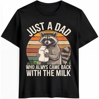 Men's T-Shirt Raccoon Milk Graphic Tees Cotton Short-Sleeve Casual Tops Orange Brown Printed T-Shirt