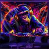 Dynamischer DJ Gorilla Fluoreszierendes Wandteppich Drehe deinen Raum UV-Wandteppich Wandbehang Schlafzimmer Zuhause Party Dekoration