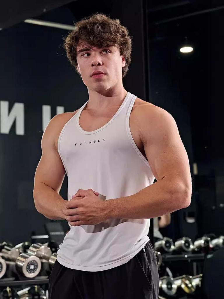 YoungLA Herren Slim-Fit Ärmelloses Schnelltrocknendes Muskel-Tanktop