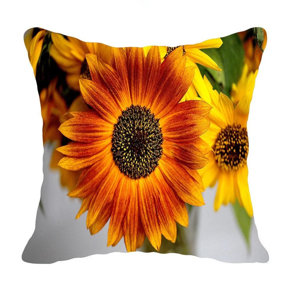 Sunflower Print Pillowcase Office Living Room Home Pillowcase Car Ornaments