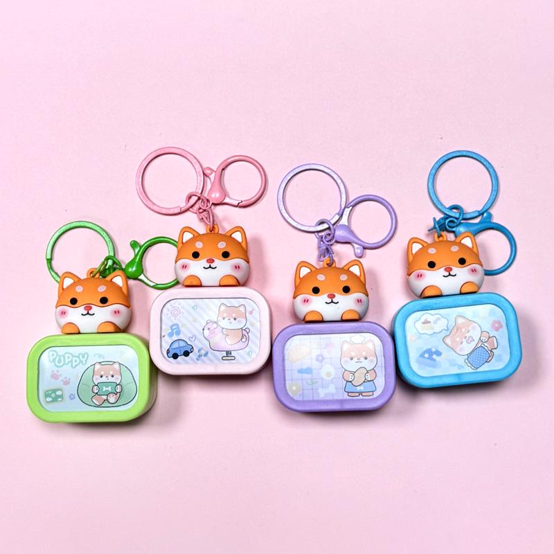 Shiba Inu Luminous Night Light Keychain - Cute Cartoon Pendant for Backpack or Car Keys