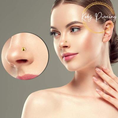 KODY PIERCING Nasenpiercing-Brosche aus 9-karätigem Gold mit 2 glatten Kugeln aus massivem Gold mit einer 1,5-mm-Kugel – hochwertiges Piercing