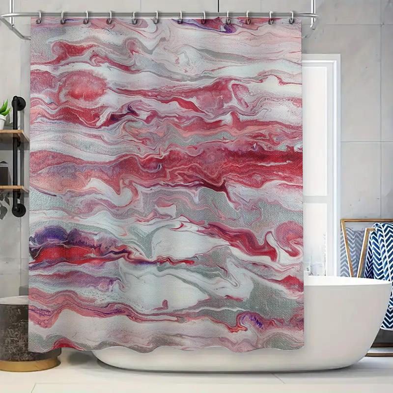 

Занавеска для душа с мраморным узором розовая красная белая цветная акварельная печать ткань украшение для ванной комнаты размер 180смx240см 90x180cm