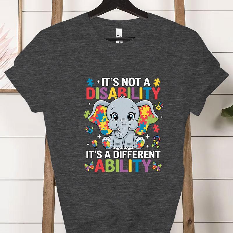 Its A Different Ability Autism Teacher Shirt Autism Awareness Cartoon Design Woman Tshirts Special Education Gift Classic Tops
