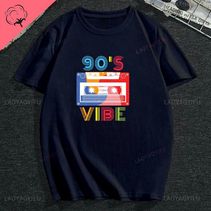 Vintage 90s Vibe 1990 Style Fashion 90 Theme Outfit Nineties Costume TShirt Funny Graphic Cotton Women Fashion Short Sleeve