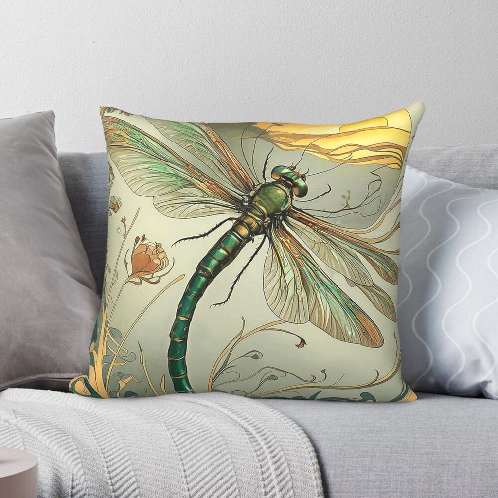 Libelle Dromen Vierkante Kussensloop Polyester Linnen Fluweel Creatief Rits Decor Huis Kussenhoes