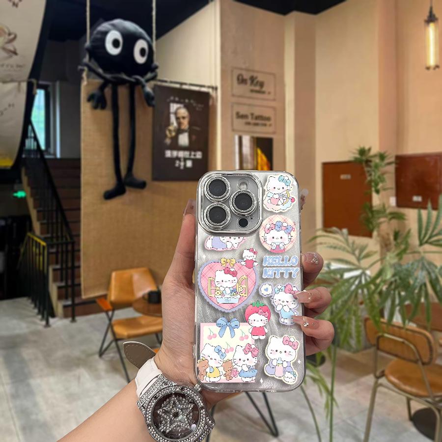 Sanrio Hello Kitty Cute Silver Phone Case for Apple 16 iPhone 14
