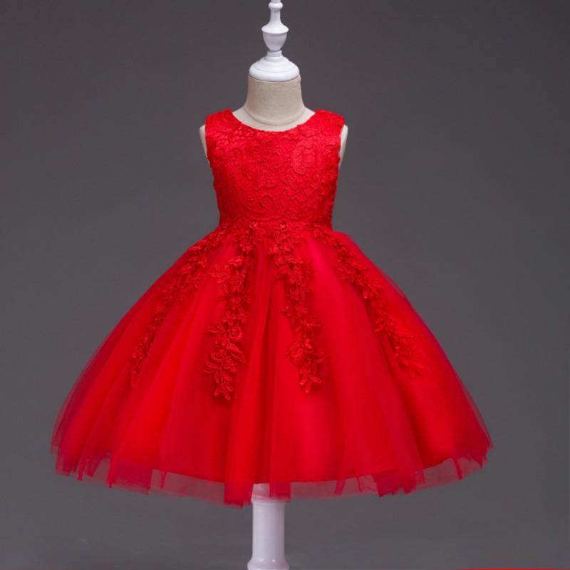 Girls Lace Party Dress Kids Princess Performance Sleeveless Tutu 80-140cm
