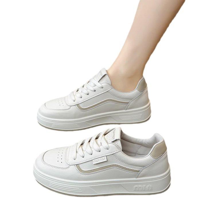 Popular Little White Shoes Women's 2024 Autumn New Flat-soled Women's Shoes Lace-up Fashionable Versatile Platform Casual Sports Board Shoes