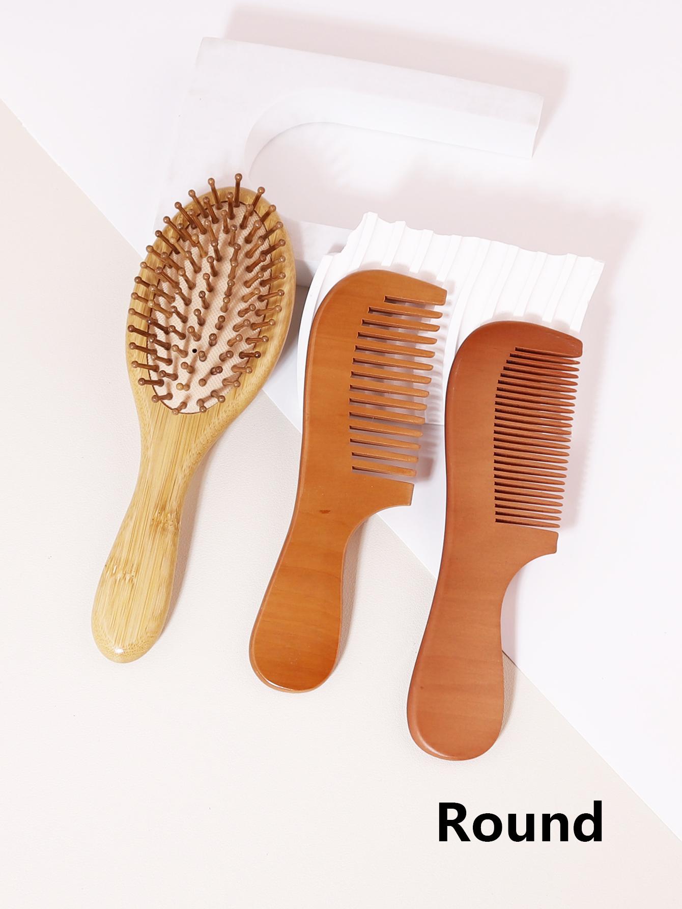 

3 pieces of wood design hair combs, anti-static massage wood air cushion combs, wood hair comb set Special for real hair wigs