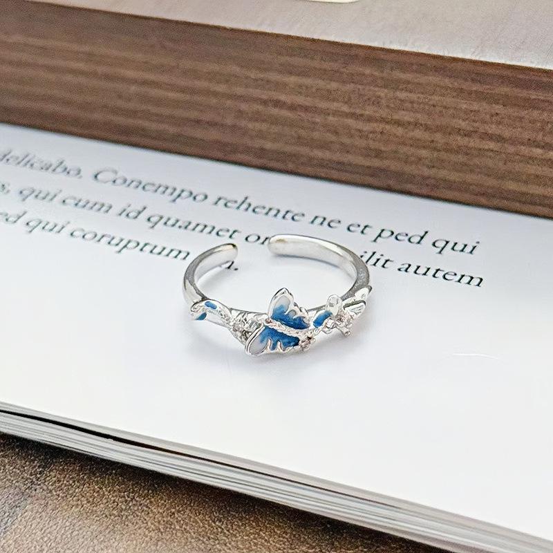 

Zircon Enamel Butterfly Open Ring: Luxurious, Versatile, and Stylish for Women Adjustable opening