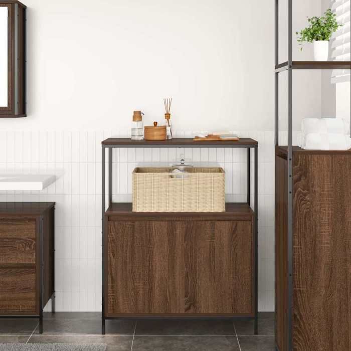 VidaXL Meuble de salle de bain avec étagères chêne marron 76,5x35x95cm, armoire de rangement de salle de bain, armoire de 861921