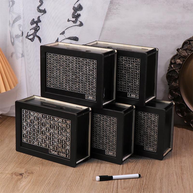 Svart gjenbrukbar sparegris med penger Målteller sparegris Gjør-det-selv-sparekassehåndverk Hjem for hjelper vanen med å spare