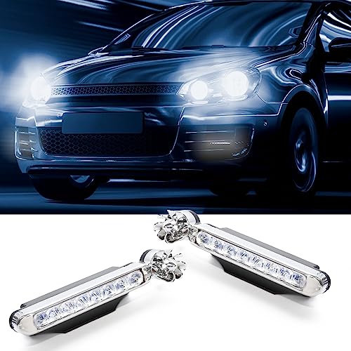 

[o-waki] Wind Powered Light Car LED Light [Set of 2/2 Colors] Daytime Running Light Lamp Car Accessories (White)