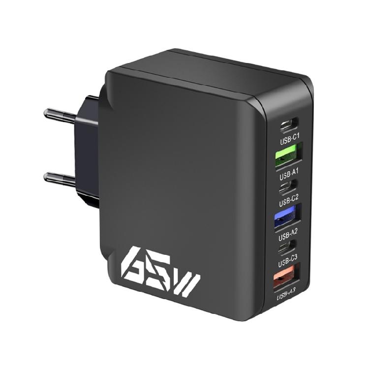 6 Port USB Charging Block 65W with Dynamic Power Allocation Charging Station ABS Texture Suitable for Various Devices