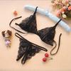 Women Lace Bra Set Sexy Lingerie Set Strappy Wire Free Underwear Bralette Suit